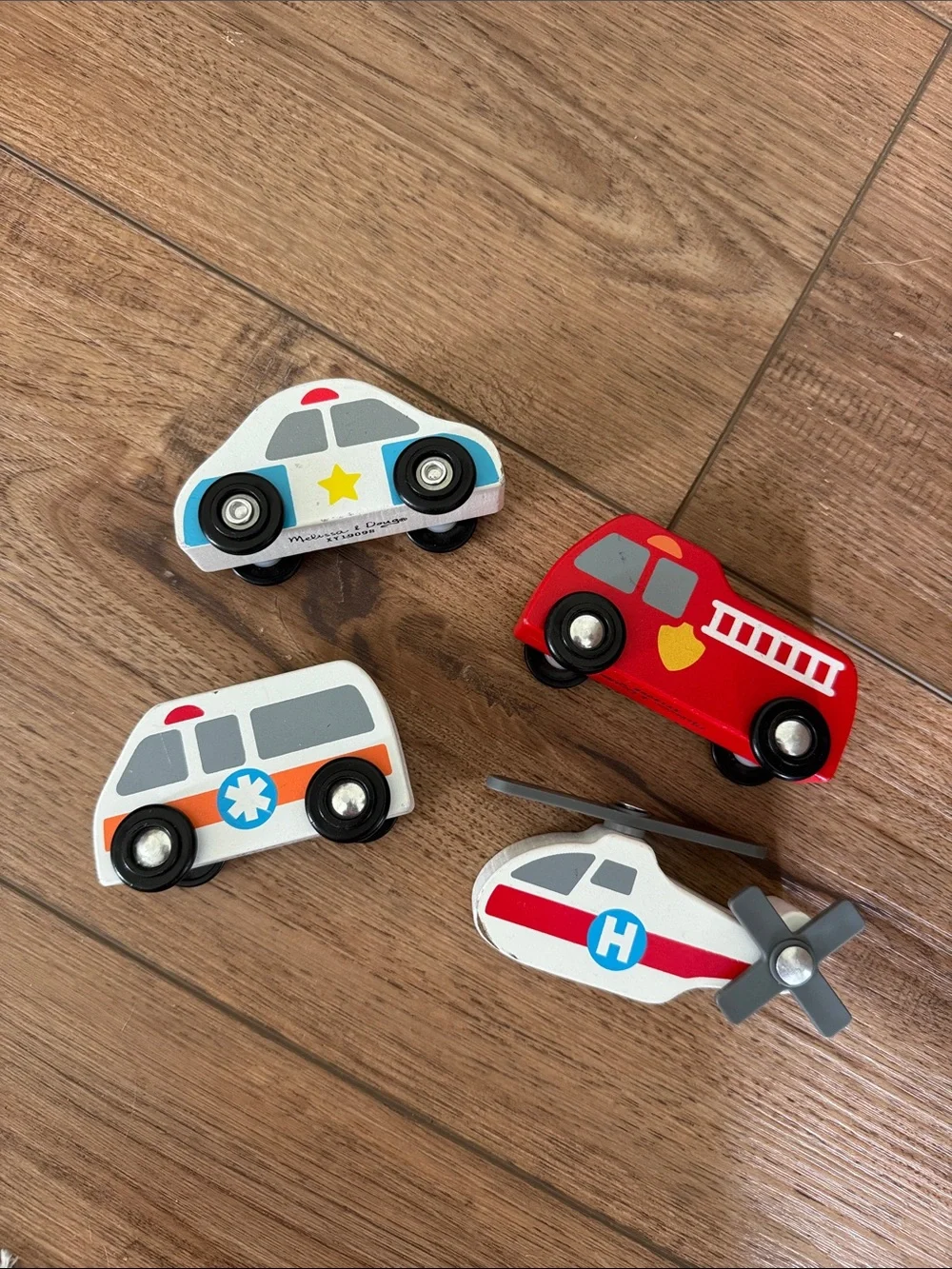 Melissa and Doug wooden emergency car toys